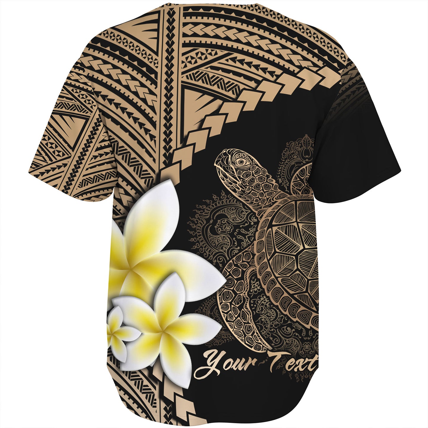 Hawaii Custom Personalised Baseball Shirt Plumeria Sea Turtle Tattoo Tribal Design