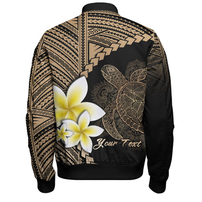 Hawaii Custom Personalised Bomber Jacket Plumeria Sea Turtle Tattoo Tribal Design