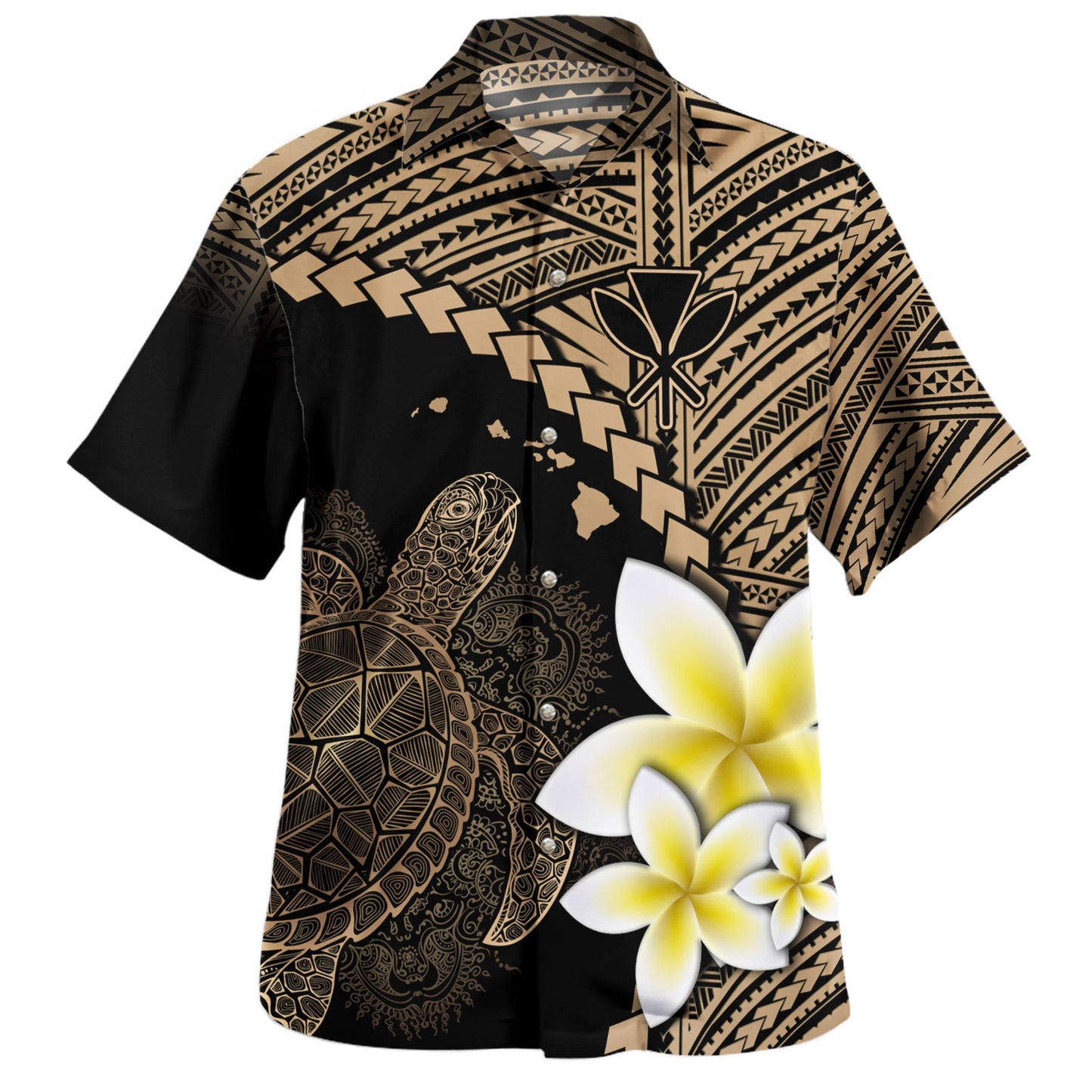 Hawaii Custom Personalised Hawaiian Shirt Plumeria Sea Turtle Tattoo Tribal Design