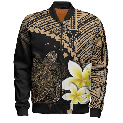 Hawaii Custom Personalised Bomber Jacket Plumeria Sea Turtle Tattoo Tribal Design