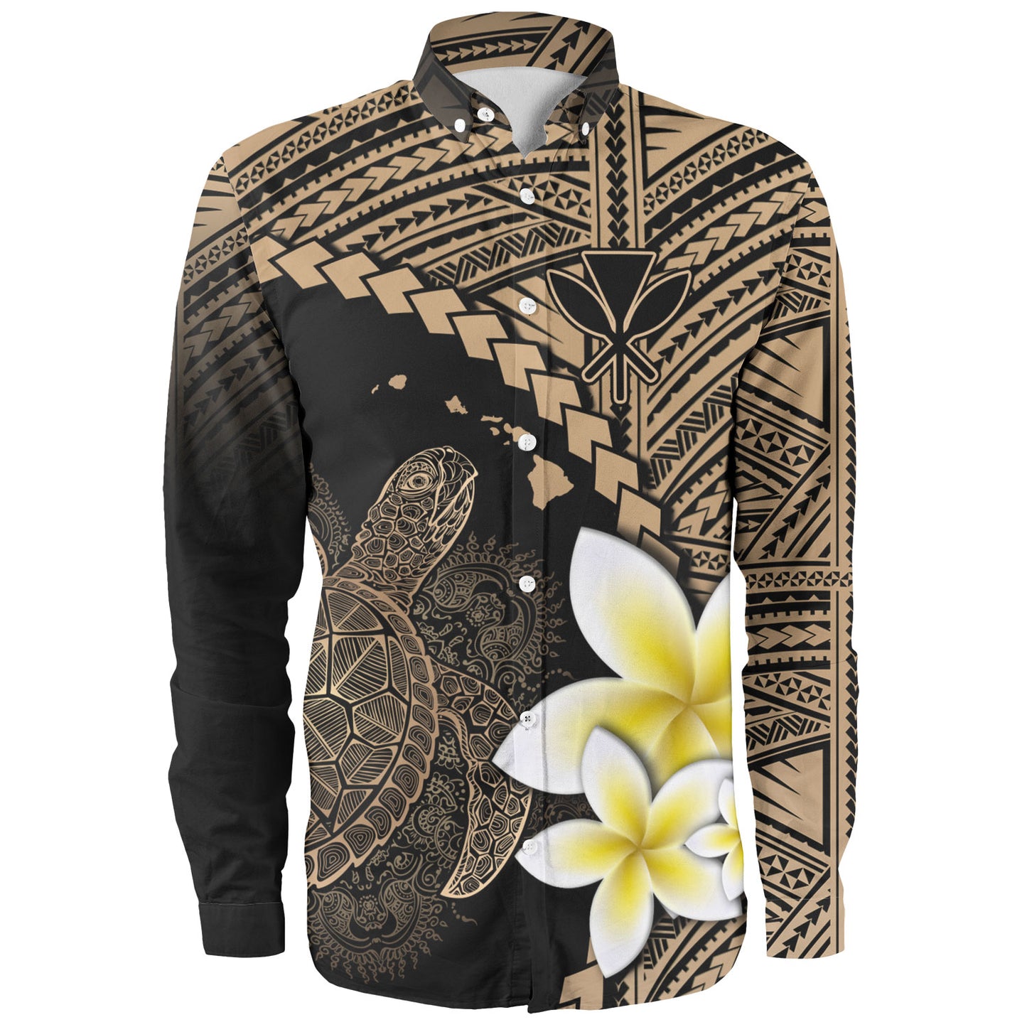 Hawaii Custom Personalised Long Sleeve Shirt Plumeria Sea Turtle Tattoo Tribal Design