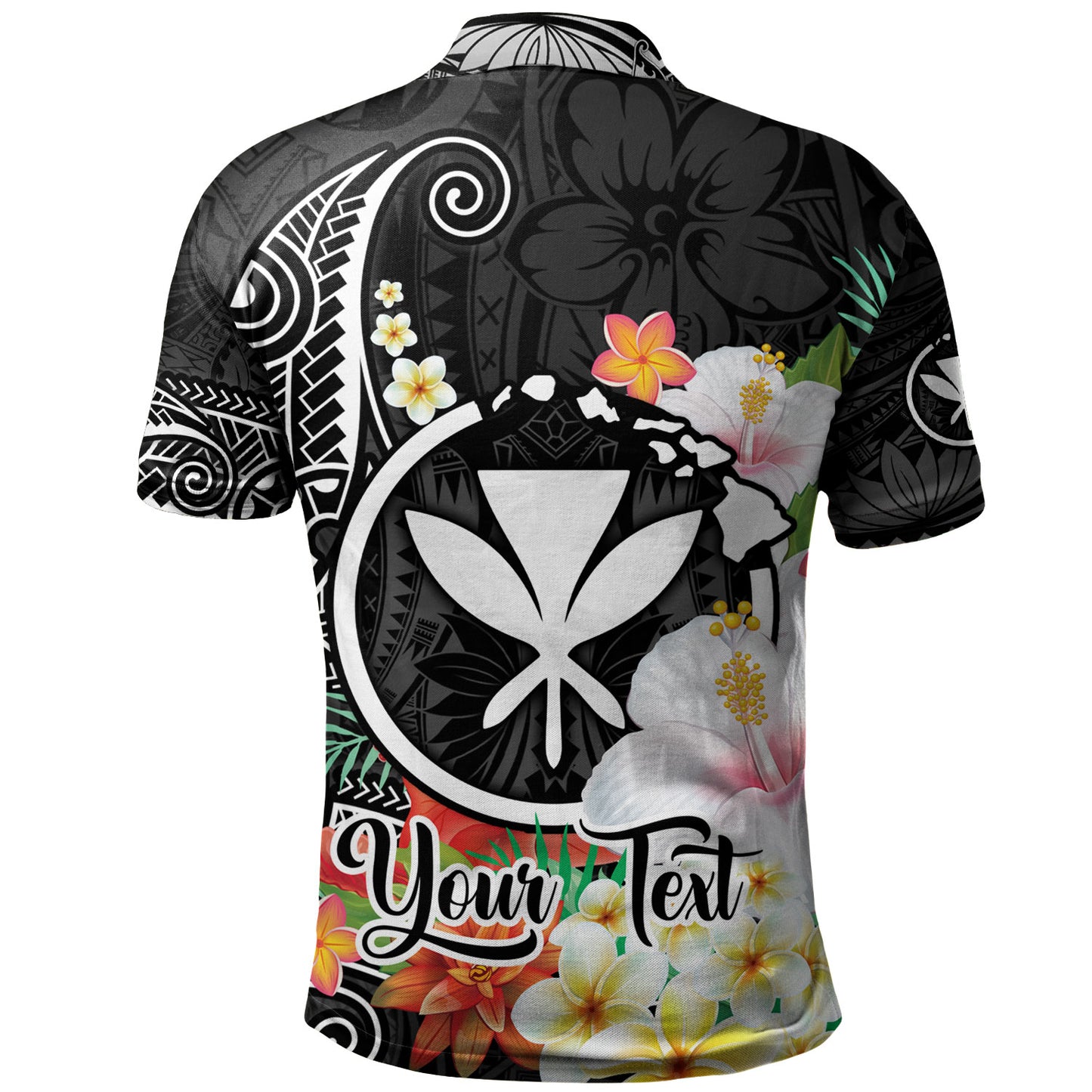 Hawaii Polo Shirt Custom Polynesian Curve Pattern Design With Tropical Floral Collection