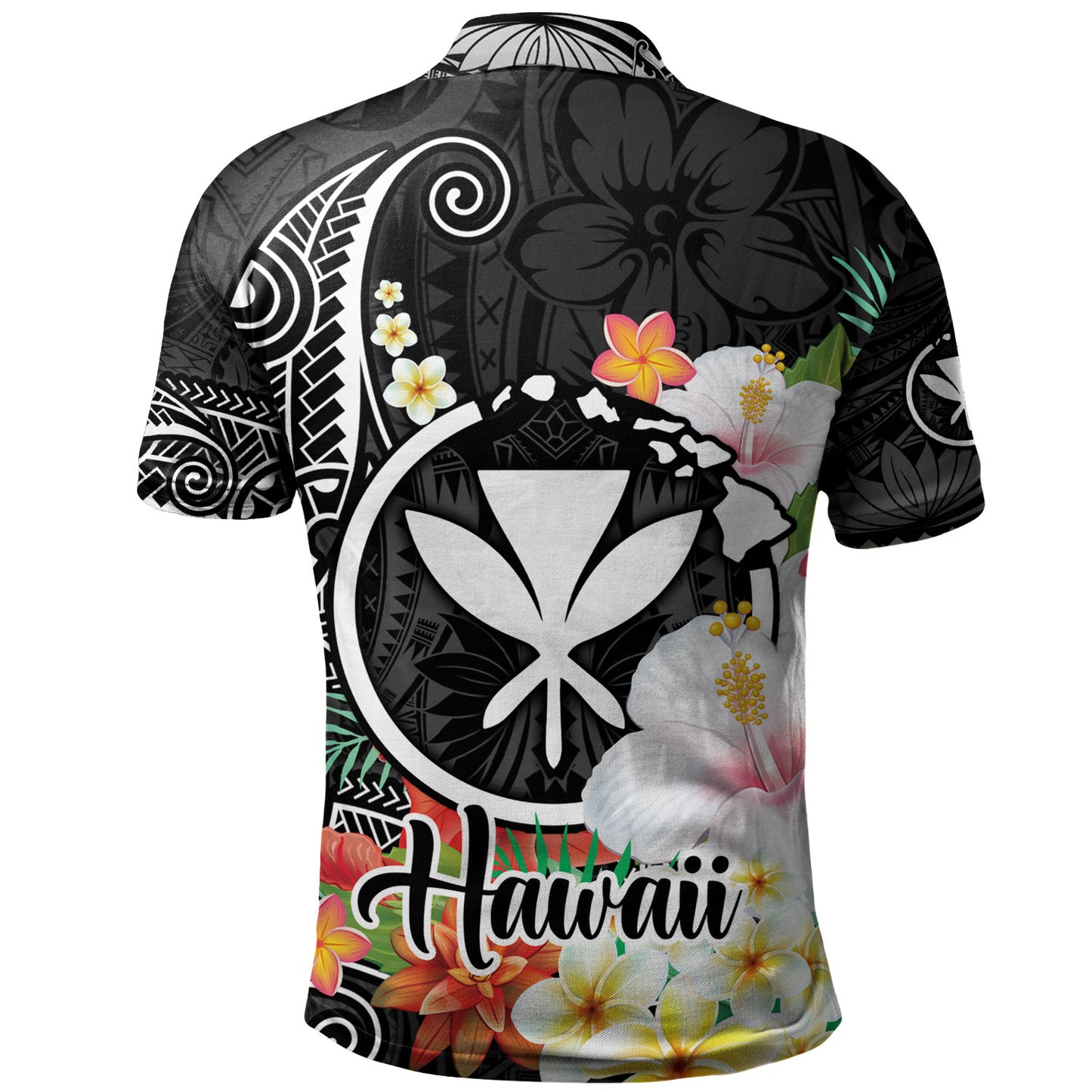 Hawaii Polo Shirt Custom Polynesian Curve Pattern Design With Tropical Floral Collection