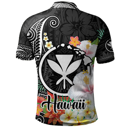 Hawaii Polo Shirt Custom Polynesian Curve Pattern Design With Tropical Floral Collection
