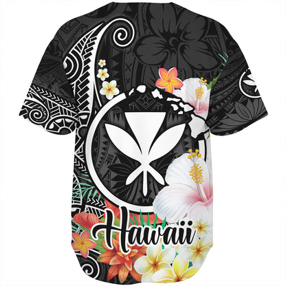 Hawaii Baseball Shirt Custom Polynesian Curve Pattern Design With Tropical Floral Collection
