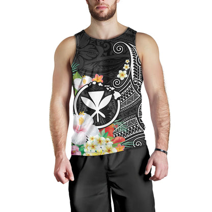 Hawaii Tank Top Custom Polynesian Curve Pattern Design With Tropical Floral Collection