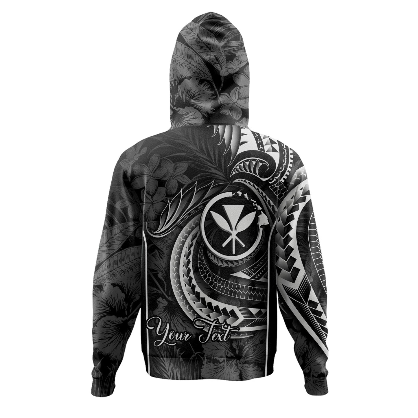 Hawaii Custom Personalised Hoodie Polynesian Patterns Tropical Flowers Curve Style