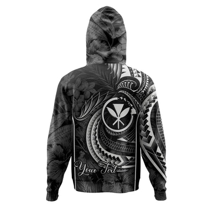 Hawaii Custom Personalised Hoodie Polynesian Patterns Tropical Flowers Curve Style