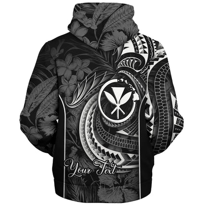 Hawaii Custom Personalised Sherpa Hoodie Polynesian Patterns Tropical Flowers Curve Style