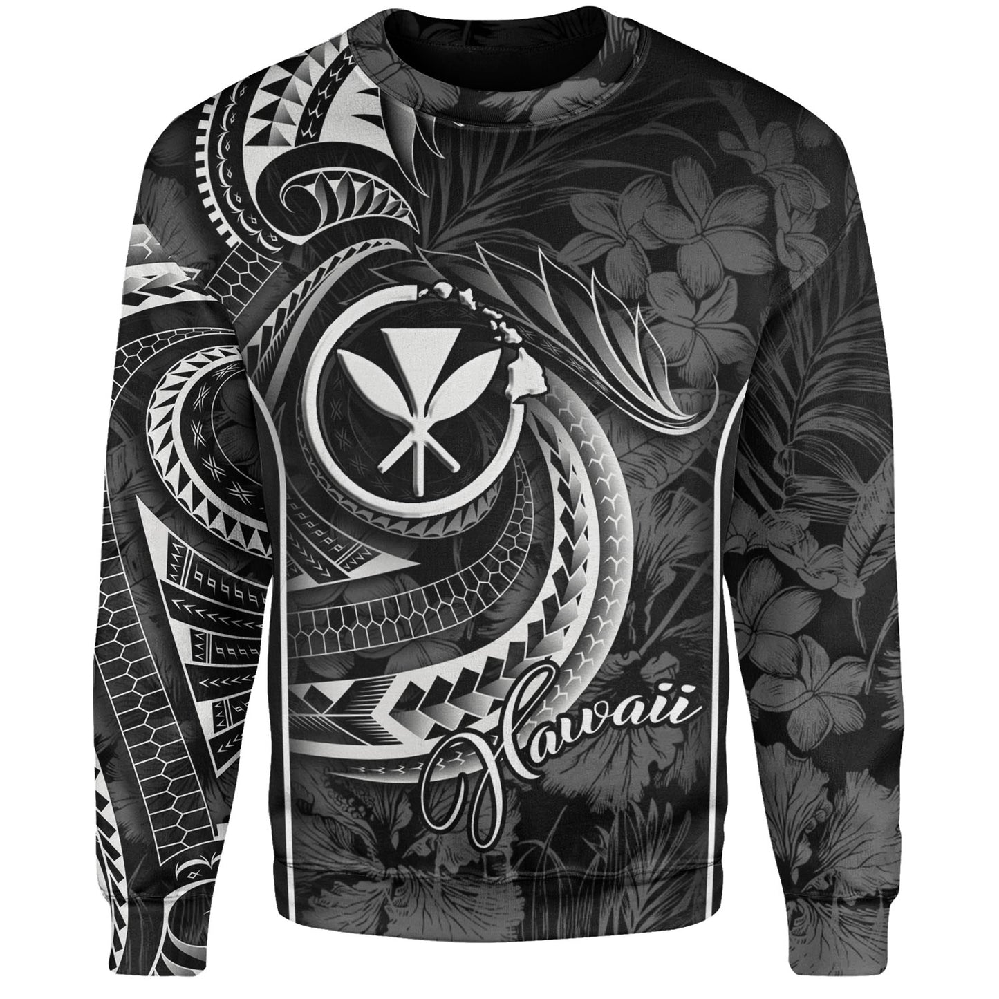 Hawaii Custom Personalised Sweatshirt Polynesian Patterns Tropical Flowers Curve Style