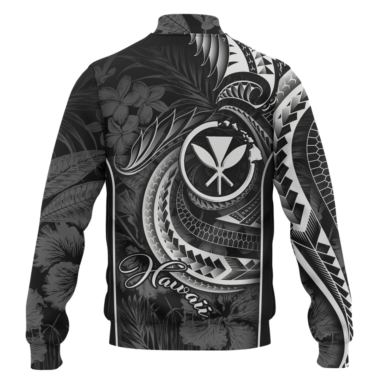 Hawaii Custom Personalised Baseball Jacket Polynesian Patterns Tropical Flowers Curve Style