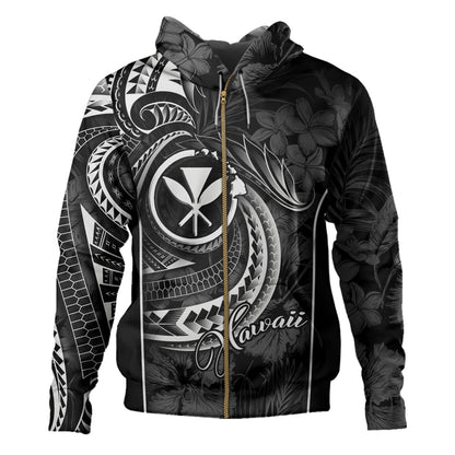 Hawaii Custom Personalised Hoodie Polynesian Patterns Tropical Flowers Curve Style