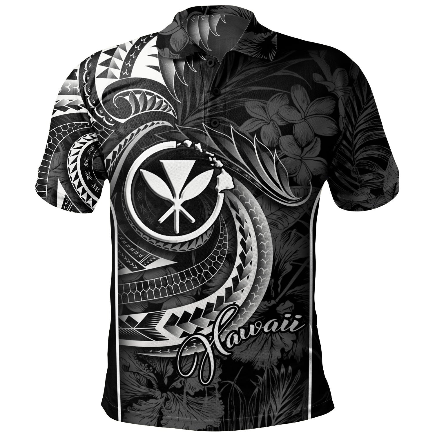 Hawaii Custom Personalised Polo Shirt Polynesian Patterns Tropical Flowers Curve Style