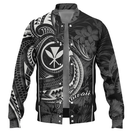 Hawaii Custom Personalised Baseball Jacket Polynesian Patterns Tropical Flowers Curve Style