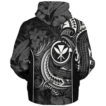 Hawaii Custom Personalised Sherpa Hoodie Polynesian Patterns Tropical Flowers Curve Style