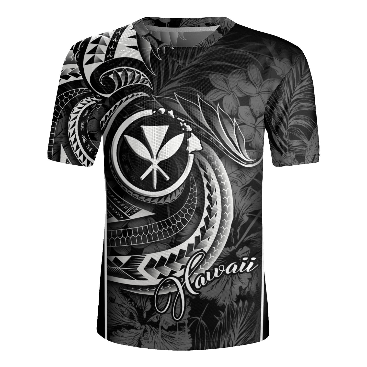 Hawaii Custom Personalised Rugby Jersey Polynesian Patterns Tropical Flowers Curve Style