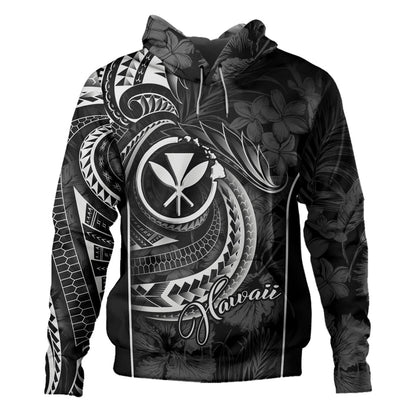 Hawaii Custom Personalised Hoodie Polynesian Patterns Tropical Flowers Curve Style