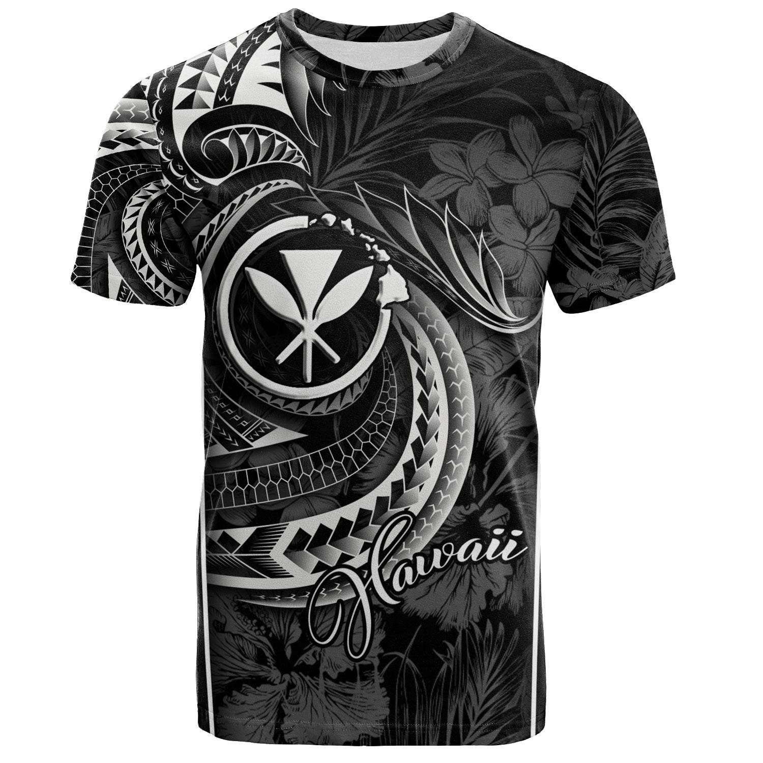 Hawaii Custom Personalised T-Shirt Polynesian Patterns Tropical Flowers Curve Style