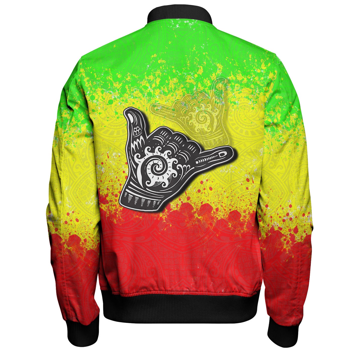 Hawaii Custom Personalised Bomber Jacket Polynesian Shaka Hawaii Map Reggae Style