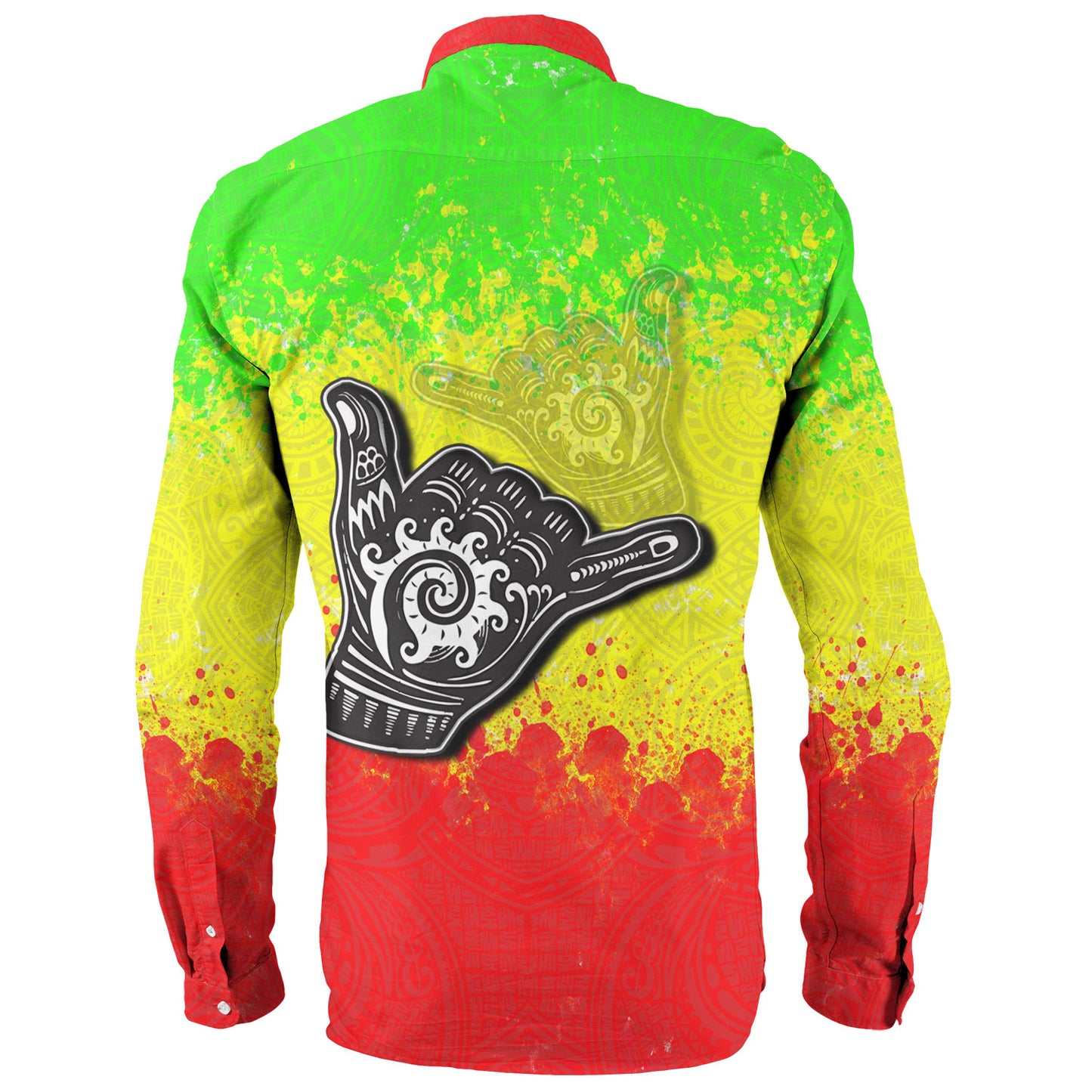 Hawaii Custom Personalised Long Sleeve Shirt Polynesian Shaka Hawaii Map Reggae Style