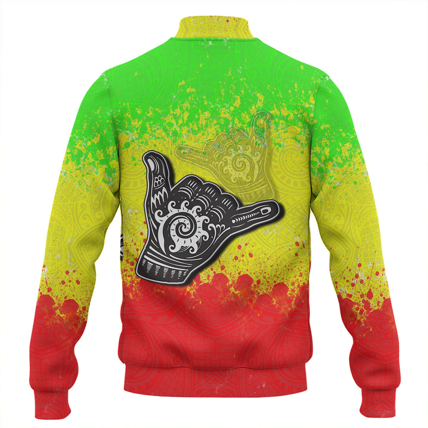 Hawaii Custom Personalised Baseball Jacket Polynesian Shaka Hawaii Map Reggae Style