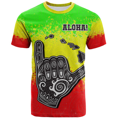 Hawaii T-Shirt Custom Personalised  Polynesian Shaka Hawaii Map Reggae Style