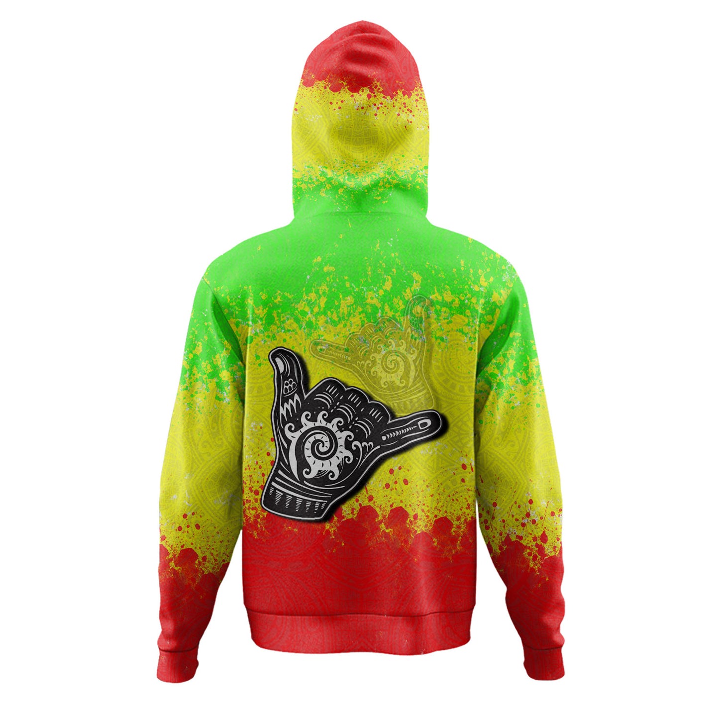 Hawaii Custom Personalised Hoodie Polynesian Shaka Hawaii Map Reggae Style