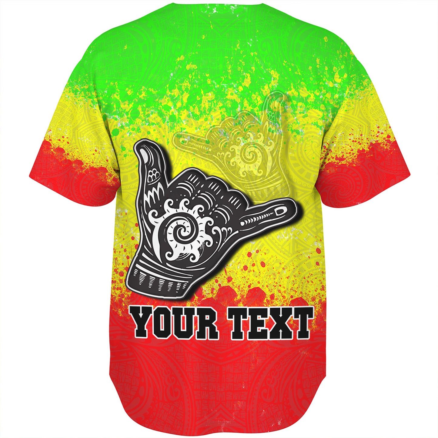 Hawaii Custom Personalised Baseball Shirt Polynesian Shaka Hawaii Map Reggae Style