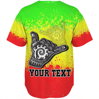 Hawaii Custom Personalised Baseball Shirt Polynesian Shaka Hawaii Map Reggae Style