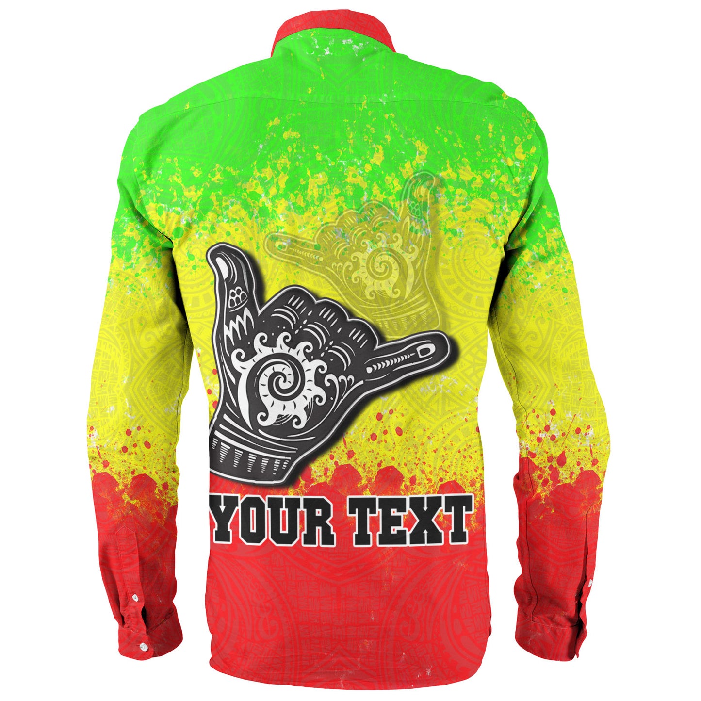 Hawaii Custom Personalised Long Sleeve Shirt Polynesian Shaka Hawaii Map Reggae Style