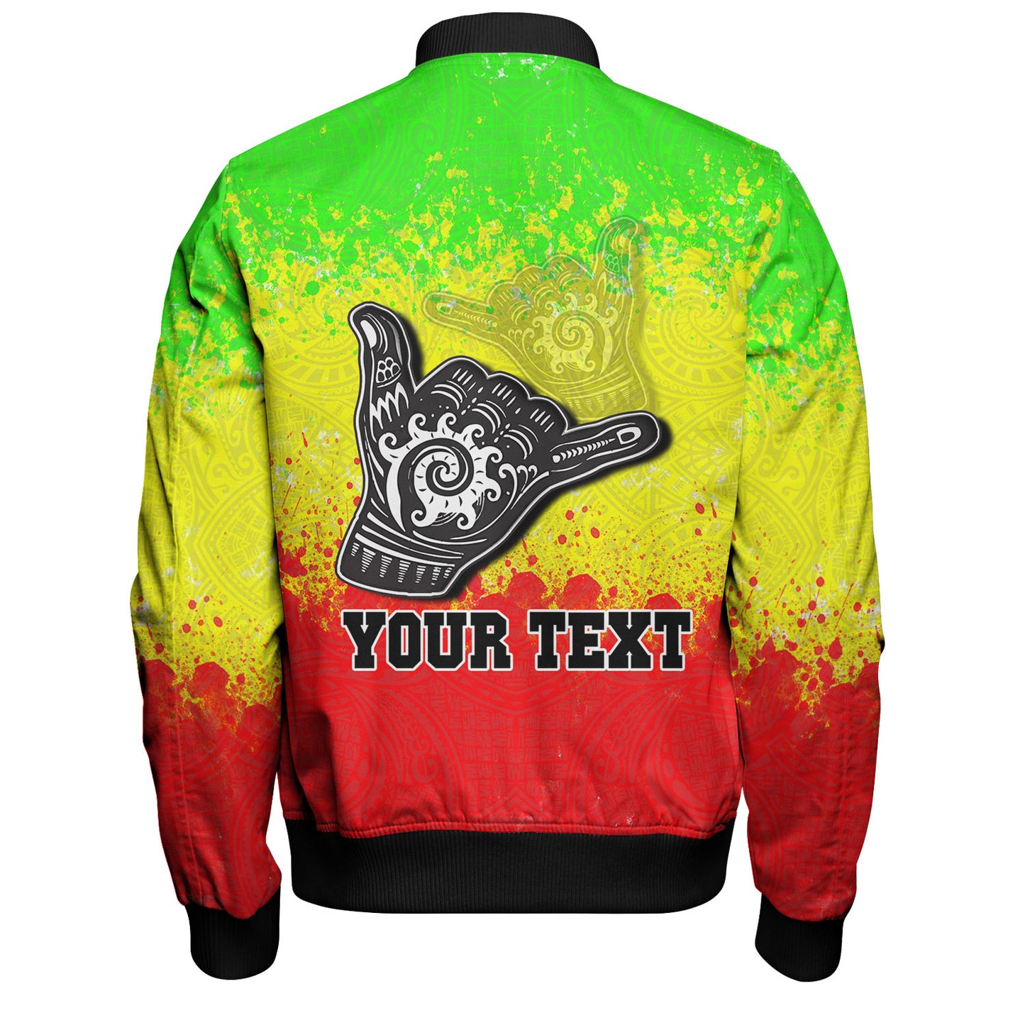 Hawaii Custom Personalised Bomber Jacket Polynesian Shaka Hawaii Map Reggae Style