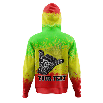 Hawaii Custom Personalised Hoodie Polynesian Shaka Hawaii Map Reggae Style