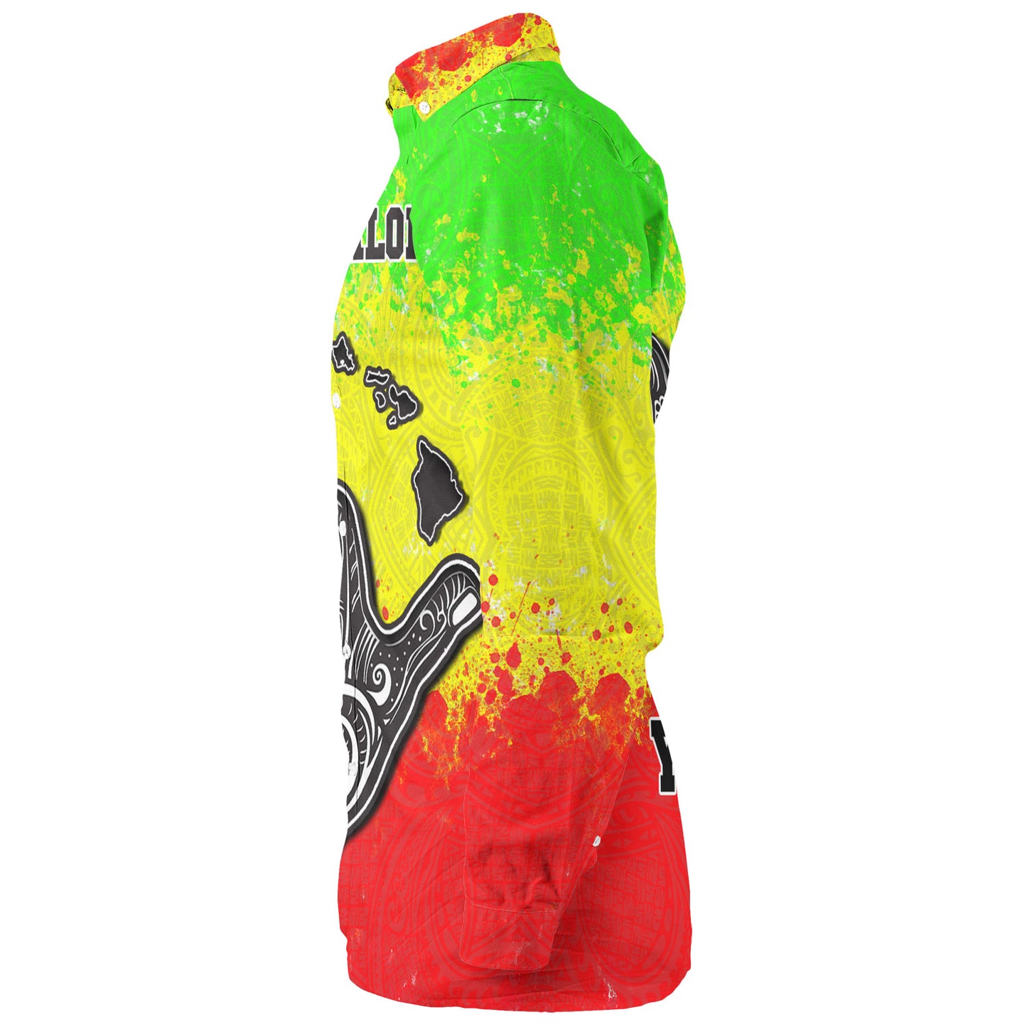 Hawaii Custom Personalised Long Sleeve Shirt Polynesian Shaka Hawaii Map Reggae Style