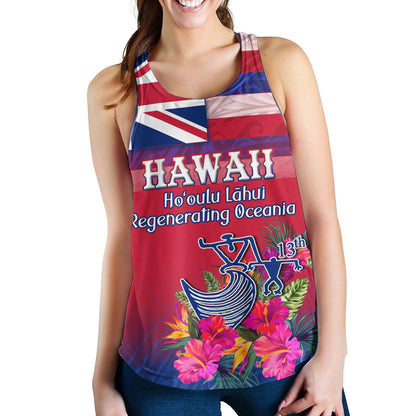 Hawaii Women Tank Regenerating Oceania Hawaii Flag With Traditional Patterns