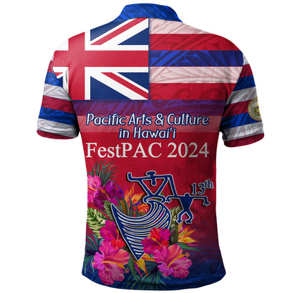 Hawaii Polo Shirt Regenerating Oceania Hawaii Flag With Traditional Patterns