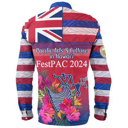 Hawaii Long Sleeve Shirt Regenerating Oceania Hawaii Flag With Traditional Patterns