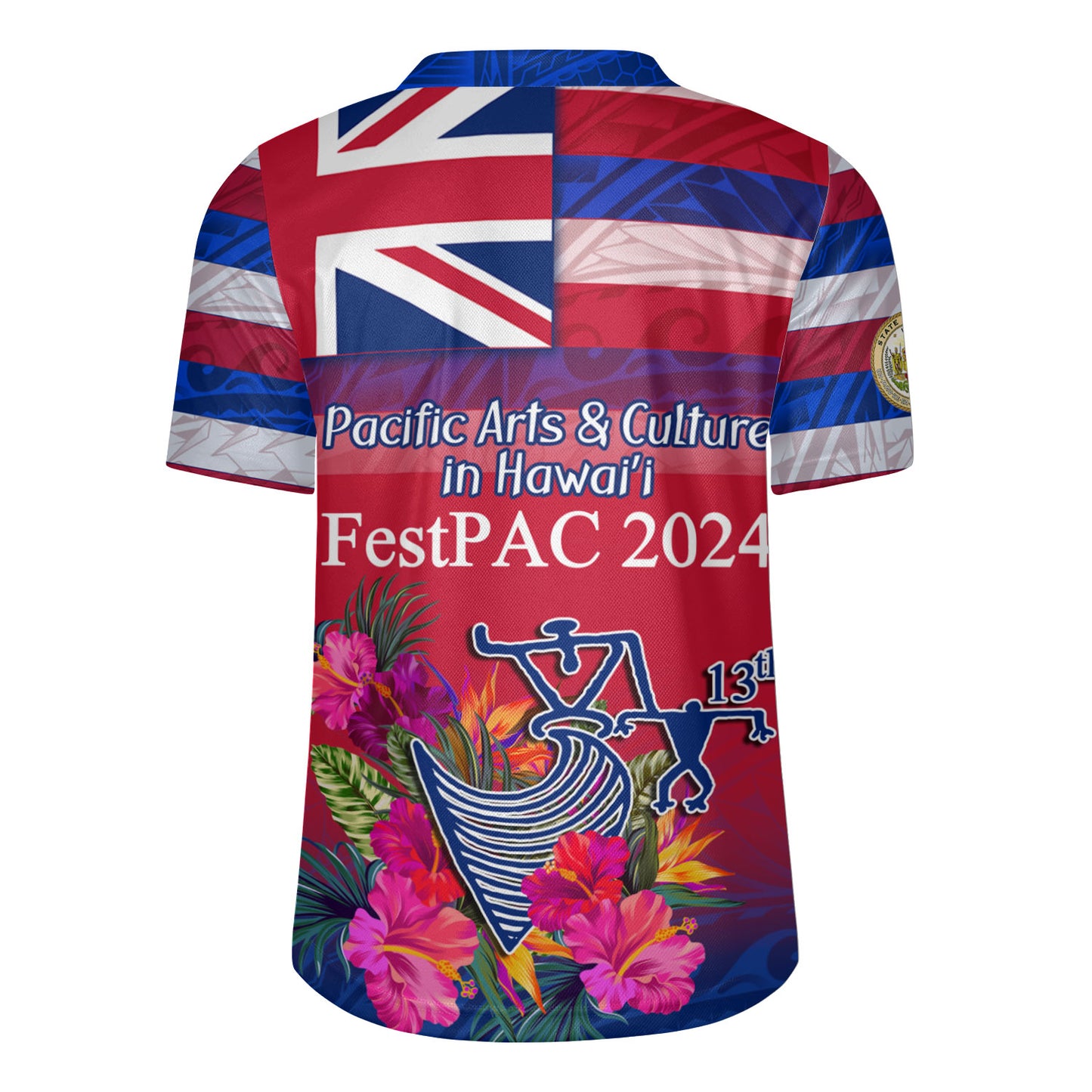 Hawaii Rugby Jersey Regenerating Oceania Hawaii Flag With Traditional Patterns