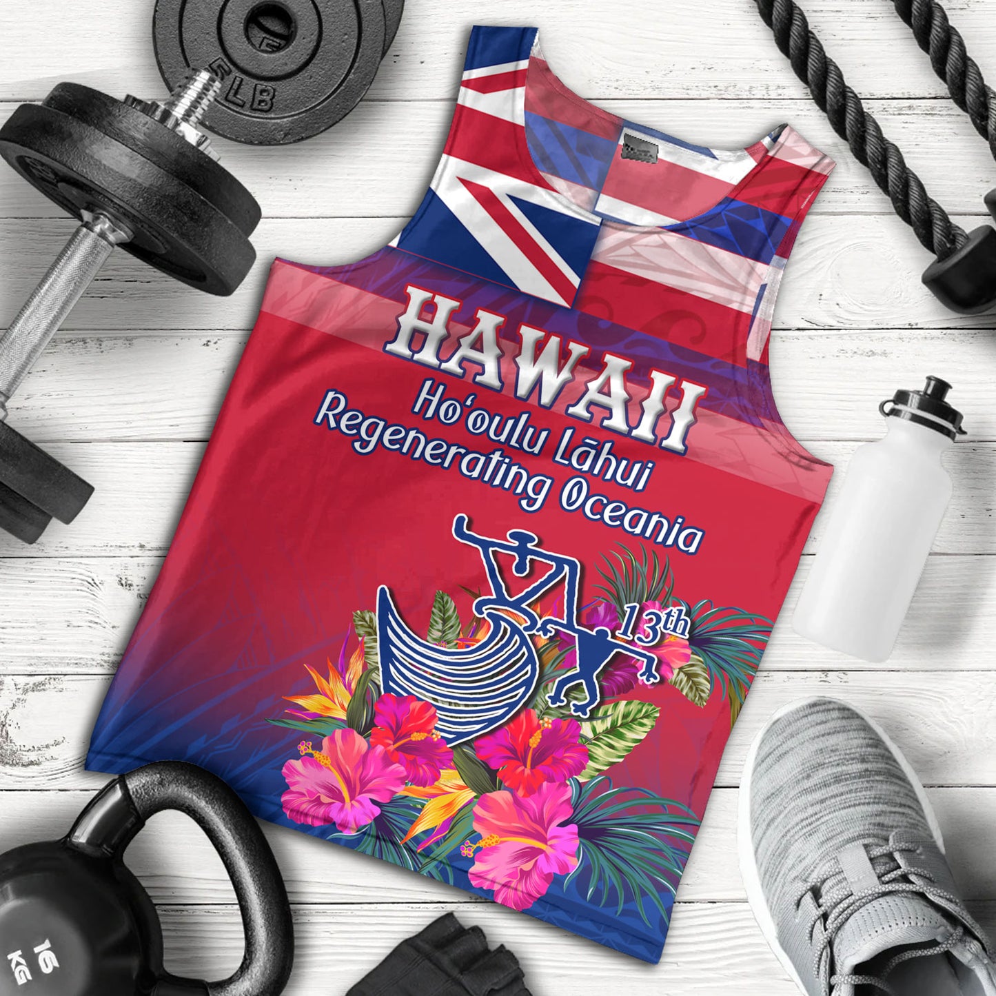 Hawaii Tank Top Regenerating Oceania Hawaii Flag With Traditional Patterns