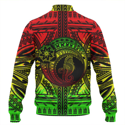 Hawaii Baseball Jacket Custom Seahorse Polynesian Tattoo Reggae