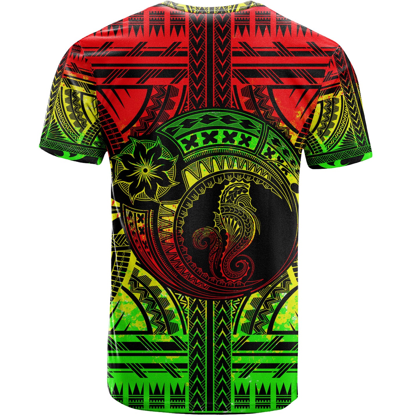 Hawaii T-Shirt Custom Seahorse Polynesian Tattoo Reggae