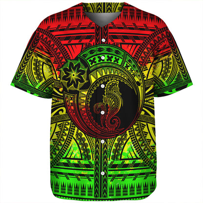 Hawaii Baseball Shirt Custom Seahorse Polynesian Tattoo Reggae