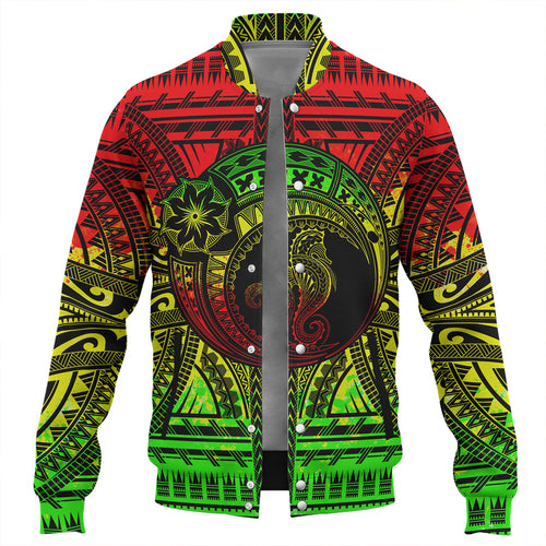 Hawaii Baseball Jacket Custom Seahorse Polynesian Tattoo Reggae