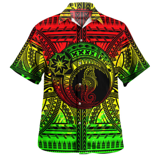 Hawaii Hawaiian Shirt Custom Seahorse Polynesian Tattoo Reggae