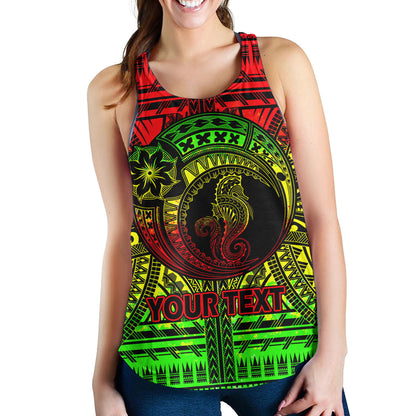 Hawaii Women Tank Custom Seahorse Polynesian Tattoo Reggae