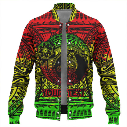 Hawaii Baseball Jacket Custom Seahorse Polynesian Tattoo Reggae