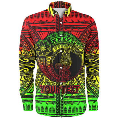Hawaii Long Sleeve Shirt Custom Seahorse Polynesian Tattoo Reggae