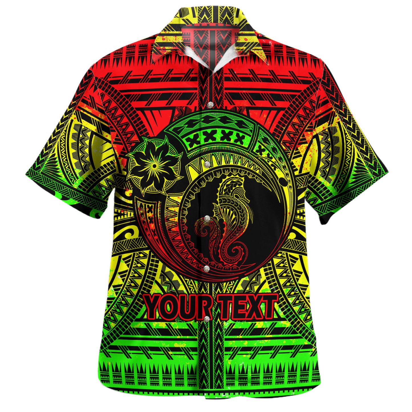 Hawaii Hawaiian Shirt Custom Seahorse Polynesian Tattoo Reggae