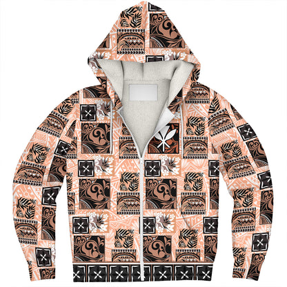 Hawaii Sherpa Hoodie Traditional Hawaiian Floral Designs