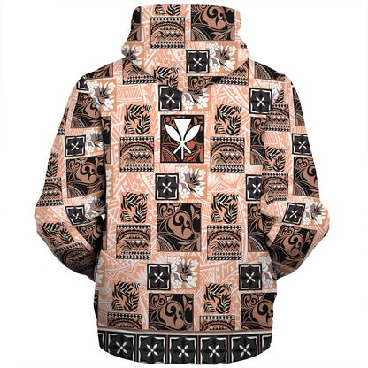 Hawaii Sherpa Hoodie Traditional Hawaiian Floral Designs