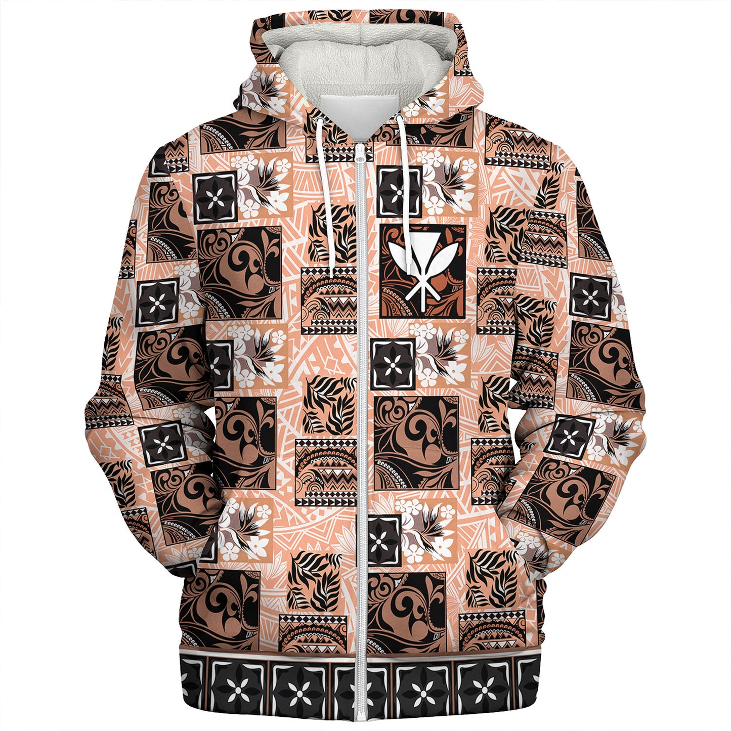 Hawaii Sherpa Hoodie Traditional Hawaiian Floral Designs